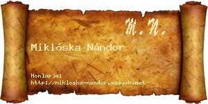 Miklóska Nándor névjegykártya